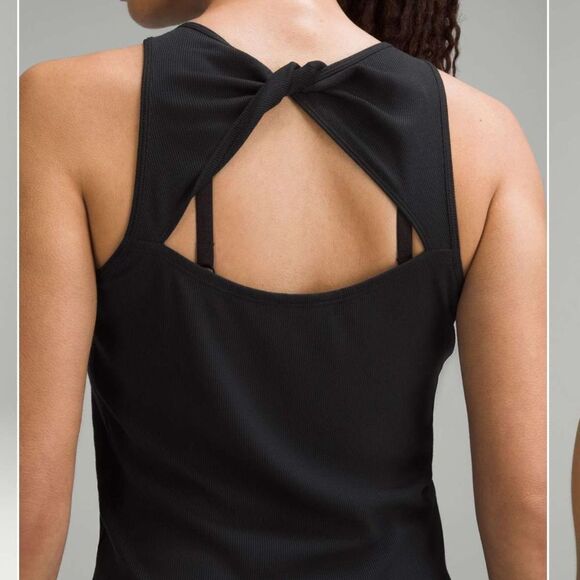 Lululemon Ribbed Modal Silk Twist-Back Yoga Tank TopBlack Size 2 NWT in packagin - Picture 5 of 9